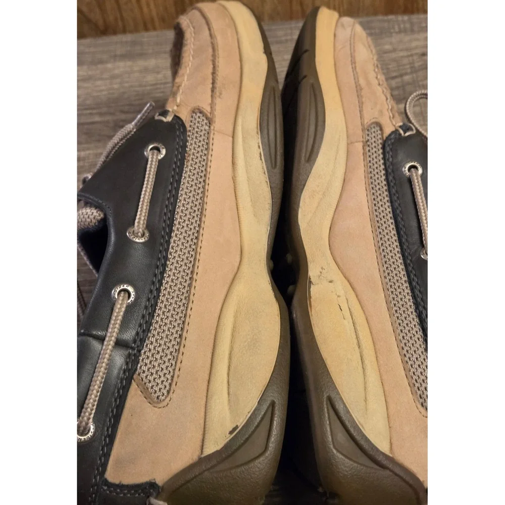 Sperry Top Sider Lanyard Leather Boat Shoes Mens Size 11 Tan Navy